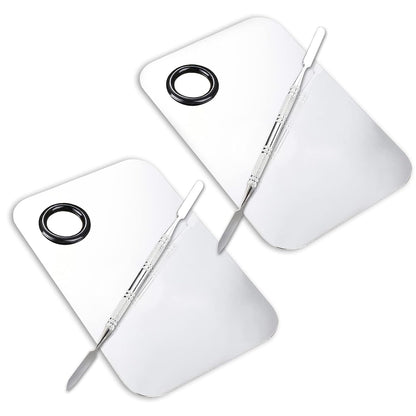 Makeup Mixing Palette, Upgrad Stainless Steel Metal Mixing Tray with Spatula Artist Tool for Mixing Foundation Nail-Art