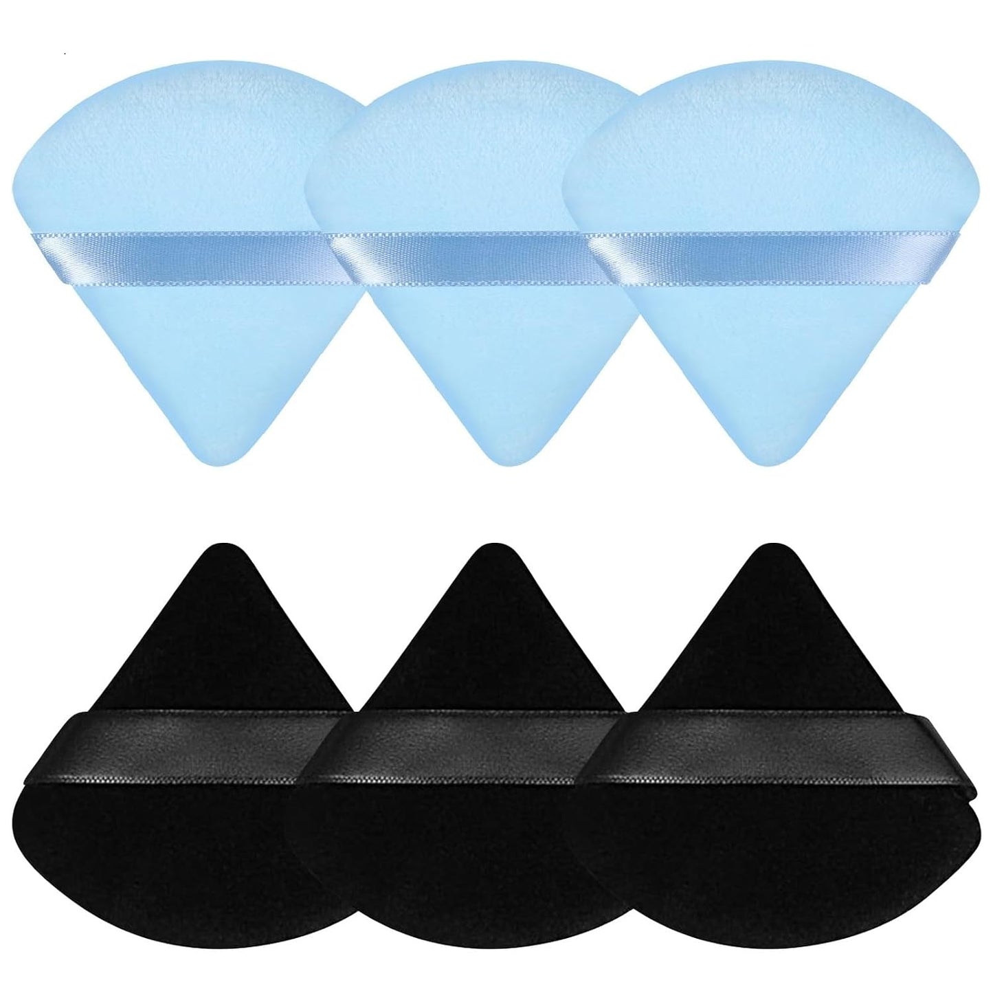 6 Pcs Powder Puff, Face Soft Triangle Makeup Puff Velour Makeup Sponge for Loose Powder (Black)