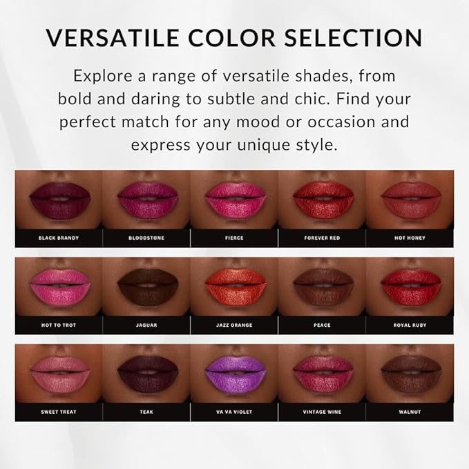 Luxury Lipstick, Vibrant Lip Makeup for Women of Color or Deeper Skin Tones, Demi-Matte Texture, Hydrates and Conditions Lips