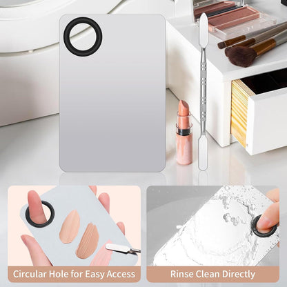 Stainless Steel Cosmetic Makeup Palette,Foundation Spatula,Makeup Mixing Foundation Nail Mixing Palette,Professional Cosmetic Mixing Makeup Palettes Spatula Makeup Artist Tool（1 Pcs）
