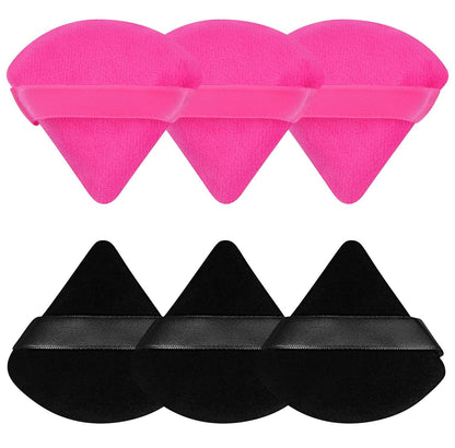 6 Pcs Powder Puff, Face Soft Triangle Makeup Puff Velour Makeup Sponge for Loose Powder (Black)