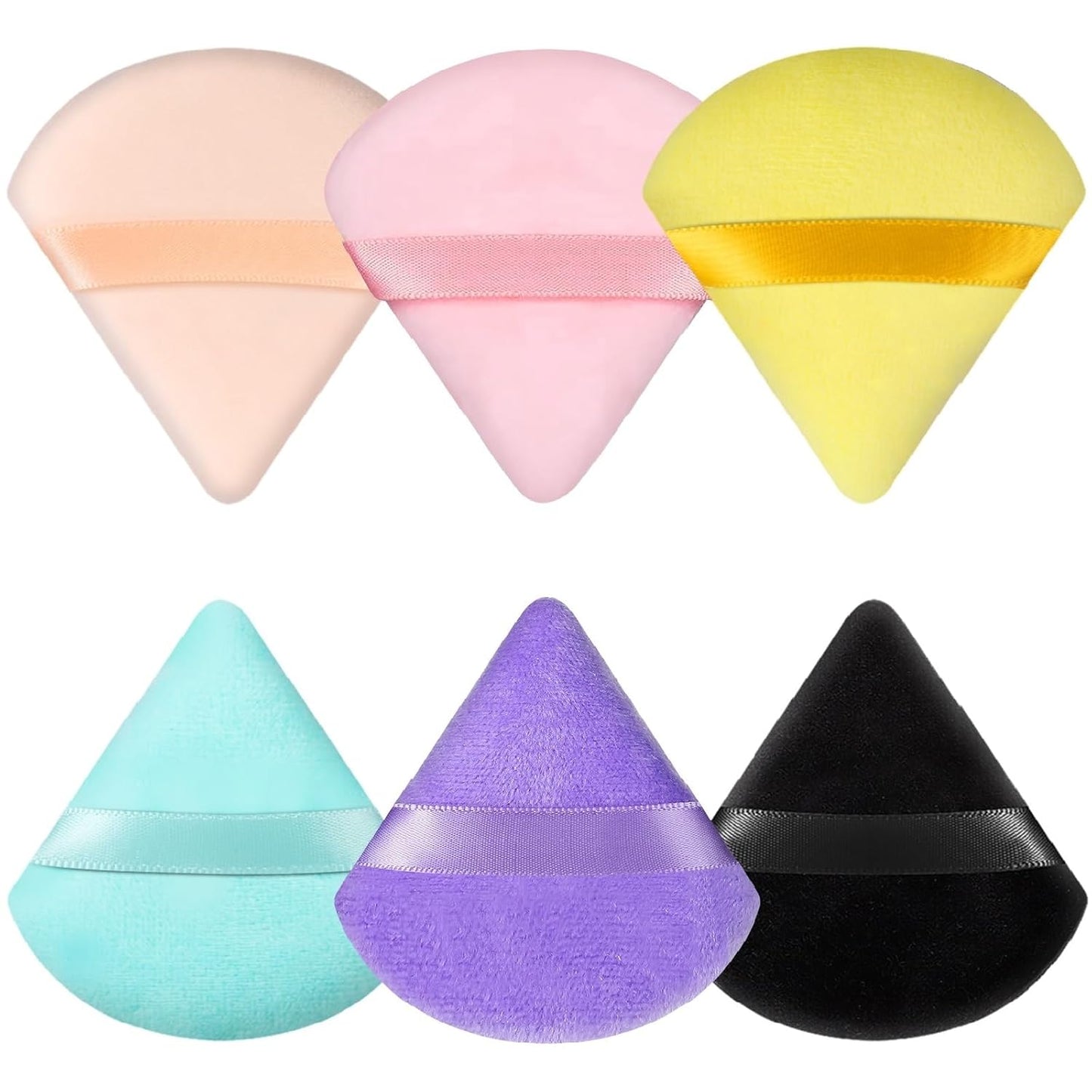 6 Pcs Powder Puff, Face Soft Triangle Makeup Puff Velour Makeup Sponge for Loose Powder (Black)