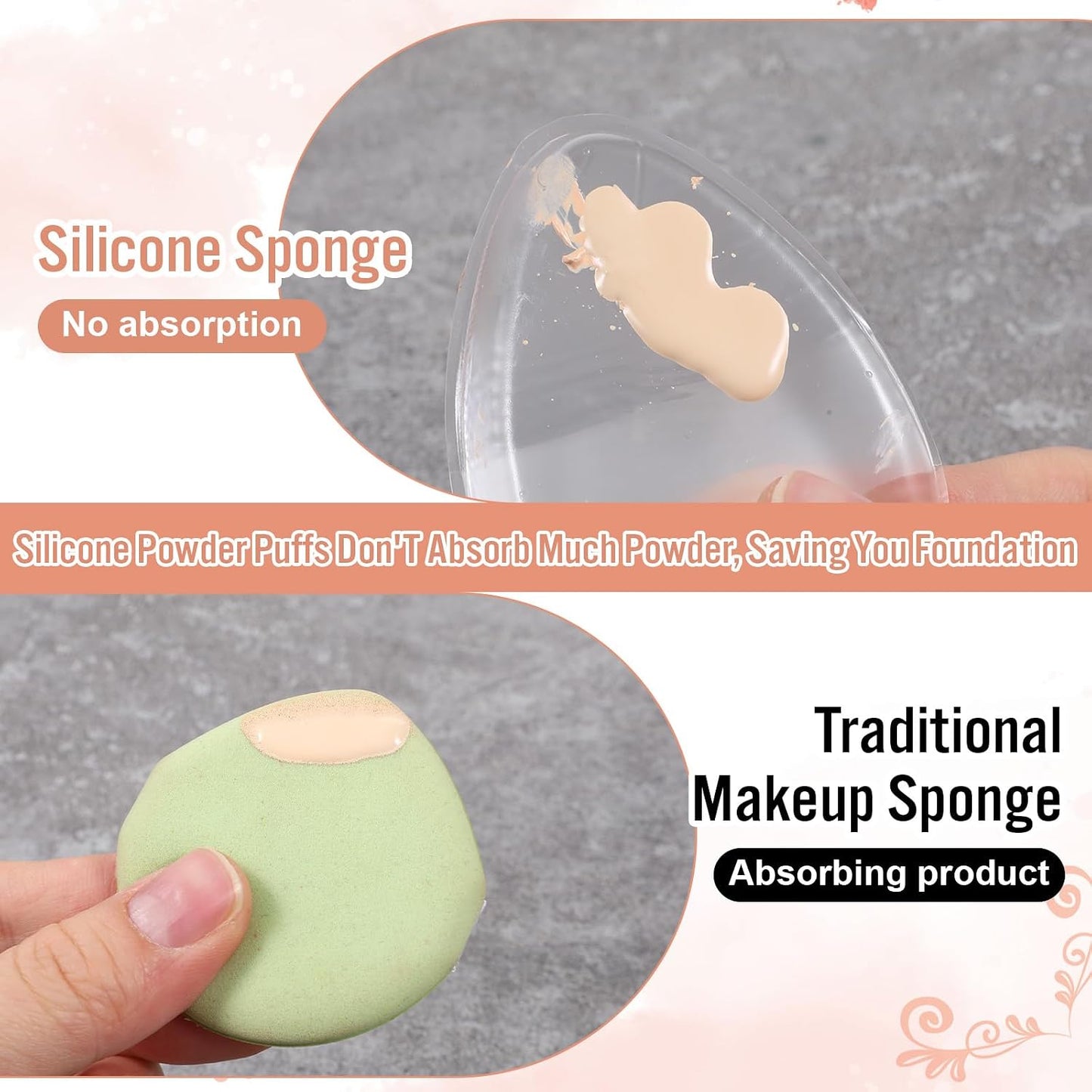 3Pcs Silicone Makeup Sponge – Clear Non-Absorbent Jelly Makeup Sponge, Reusable & Washable Foundation Applicator for Liquid, Cream, Concealer, Blush, Highlighter – Flawless Finish, No Product Waste