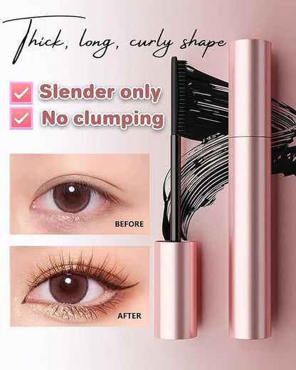 3D Curling Iron Wand Mascara - Volumizing Telescopic Mascara, Waterproof & Smudge-Proof, Liquid Lash Extensions Look, No Clumps, Flakes or Residue, Salon-Like Bold Lashes (2 black+lash curler)