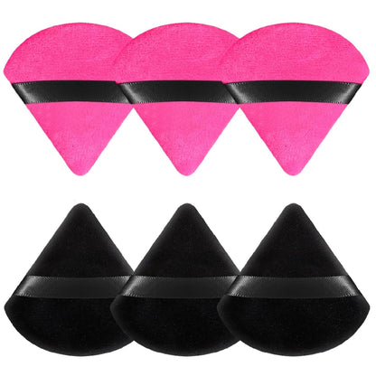 6 Pcs Powder Puff, Face Soft Triangle Makeup Puff Velour Makeup Sponge for Loose Powder (Black)