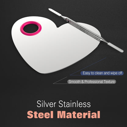 Makeup Mixing Palette, Stainless Steel Cosmetics Makeup Palette Foundation Cream Mixing Blending Artist Tool Makeup Tools with Spatula for Eyeshadow, Lipsticks, Nail Art