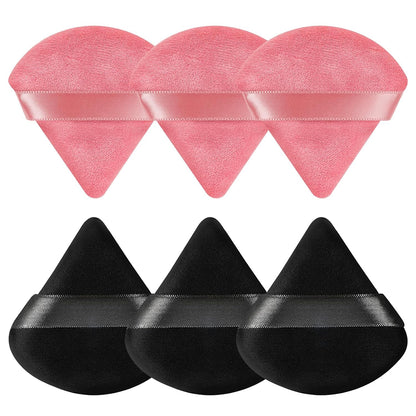 6 Pcs Powder Puff, Face Soft Triangle Makeup Puff Velour Makeup Sponge for Loose Powder (Black)
